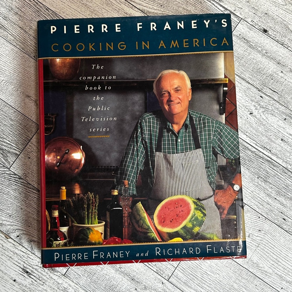 Cooking in America Pierre Franey 1992 Hardcover Glossy Red Cookbook Recipes
